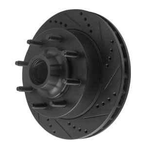 Ford F-250 Super Duty Brake Rotor (1) - Front Right - R1 Concepts - Drilled & Slotted - Black - `99-`02